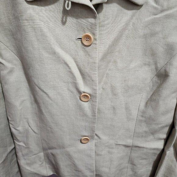 Ann Taylor Women’s Long Sleeve 3 Button Blazer Jacket Green Linen Blend Size 4 - Picture 3 of 7